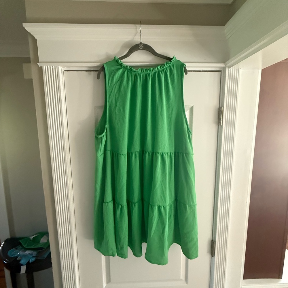 Chic Soul Bright Green Tiered Sleeveless Mini Dress